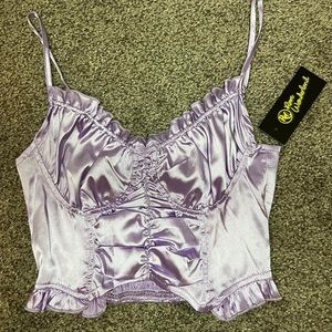 Purple satin cropped tank from Dollskill